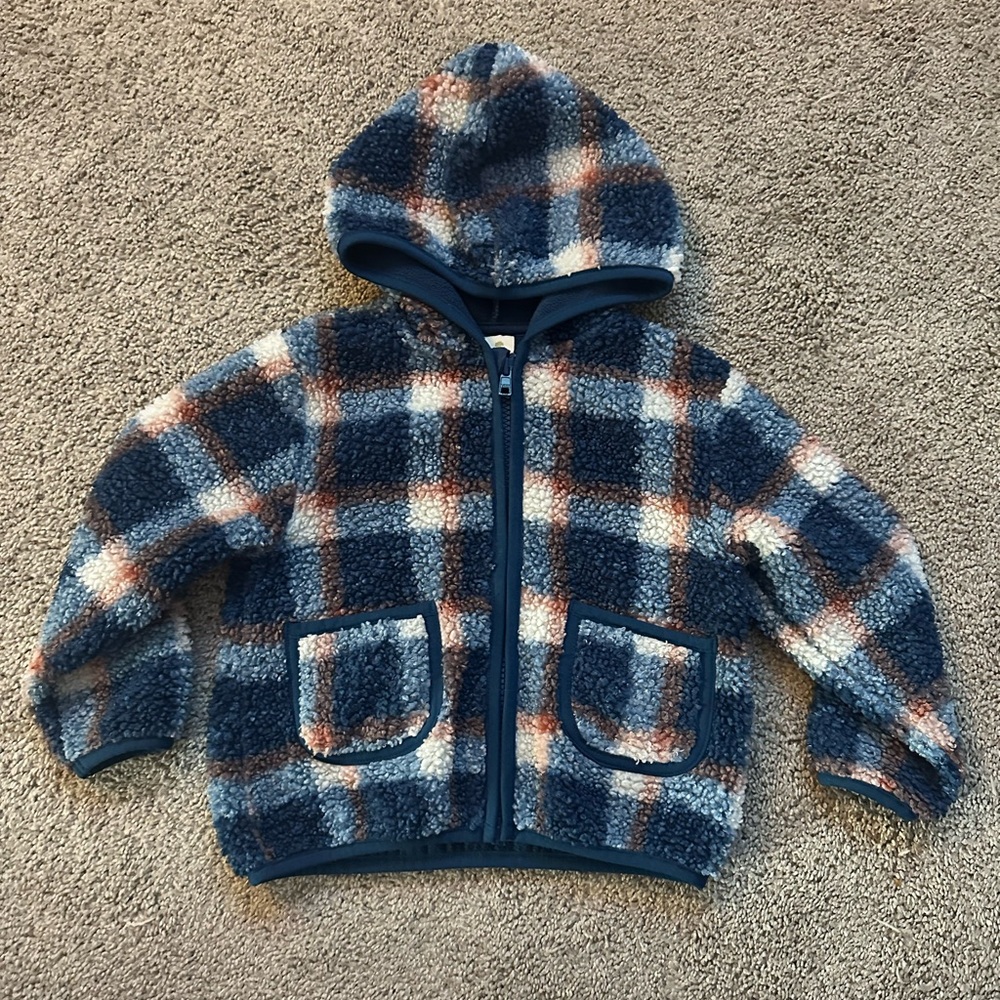 Tucker + Tate Navy and Rust Plaid Kids Fleece Jacket